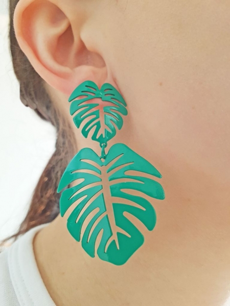 Große Blatt Ohrhänger mit Stecker gelb